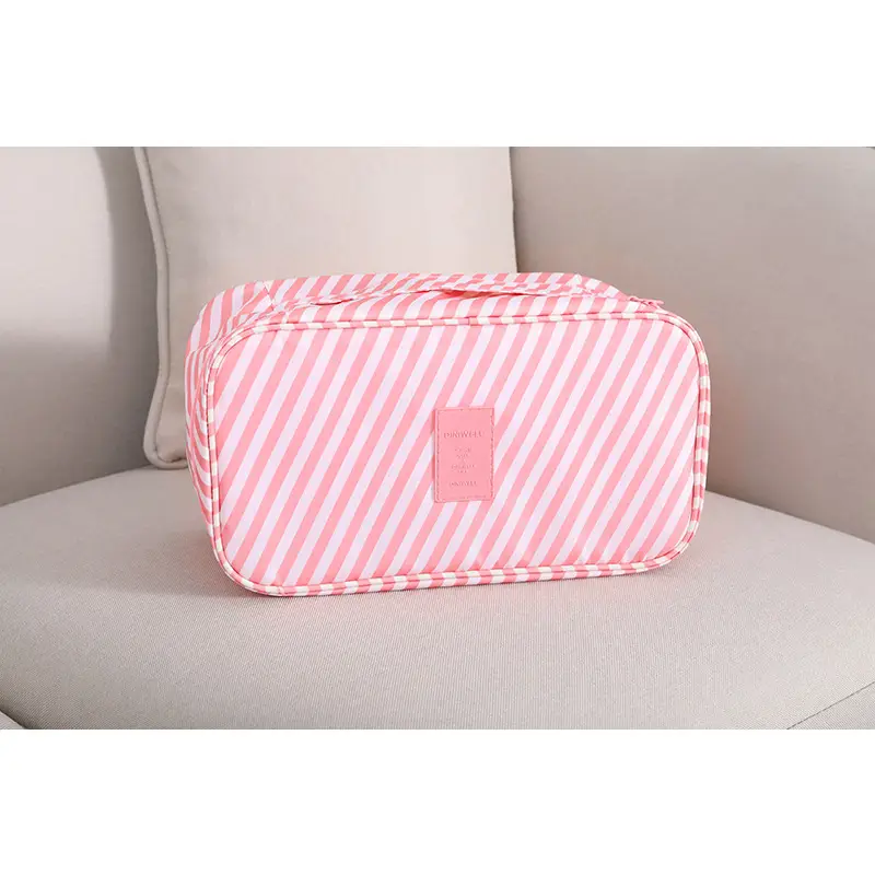 Pink Divided Travel Cosmetics Bag with Socks Organizer - Image 5