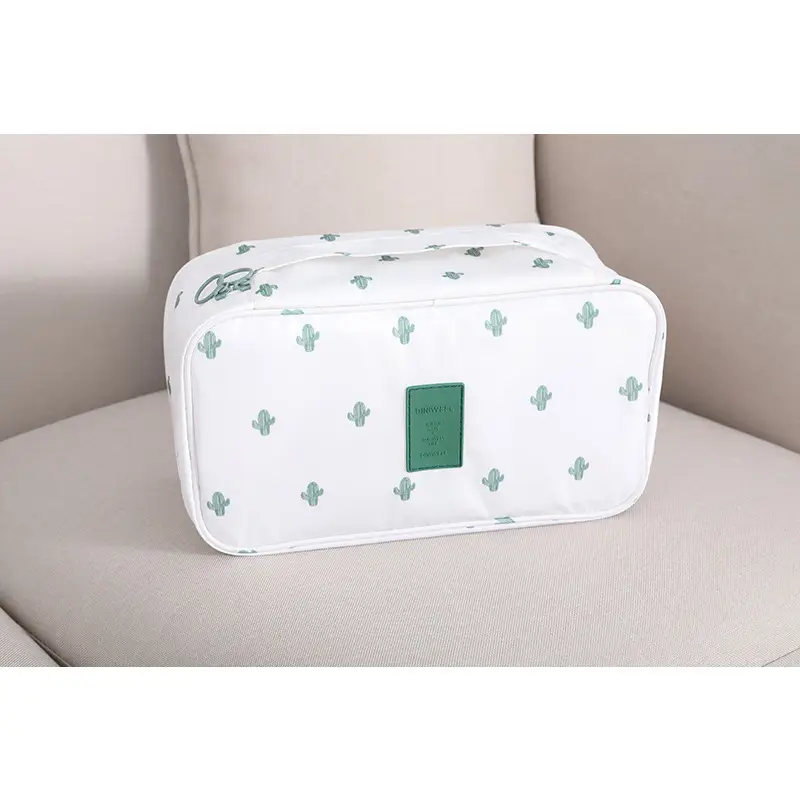 Pink Divided Travel Cosmetics Bag with Socks Organizer - Image 7