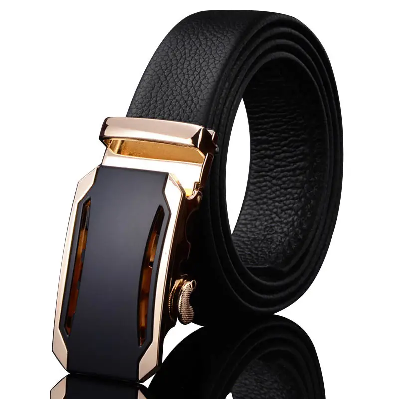 Men's Black Leather Belt with Silver Buckle Head - Image 3