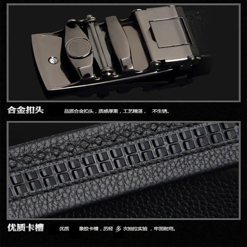 Men's Black Leather Belt with Silver Buckle Head - Image 4