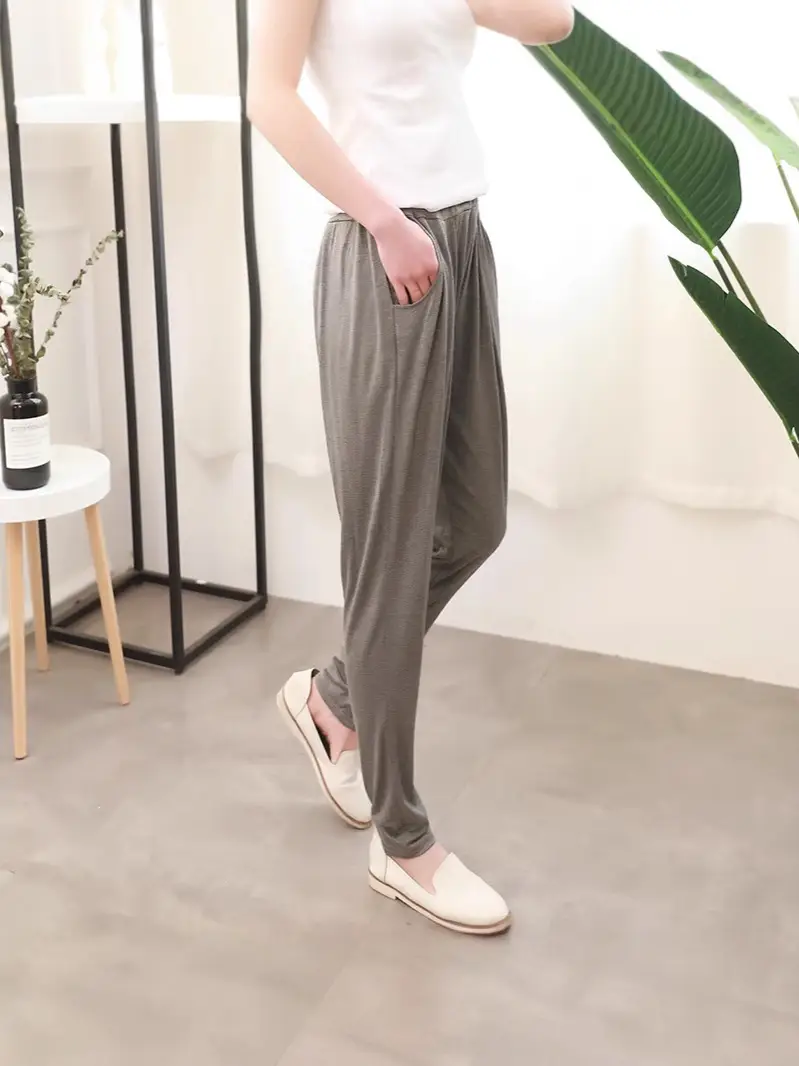 Women's Black Modal Harem Pants Slim Casual Wear - Image 6