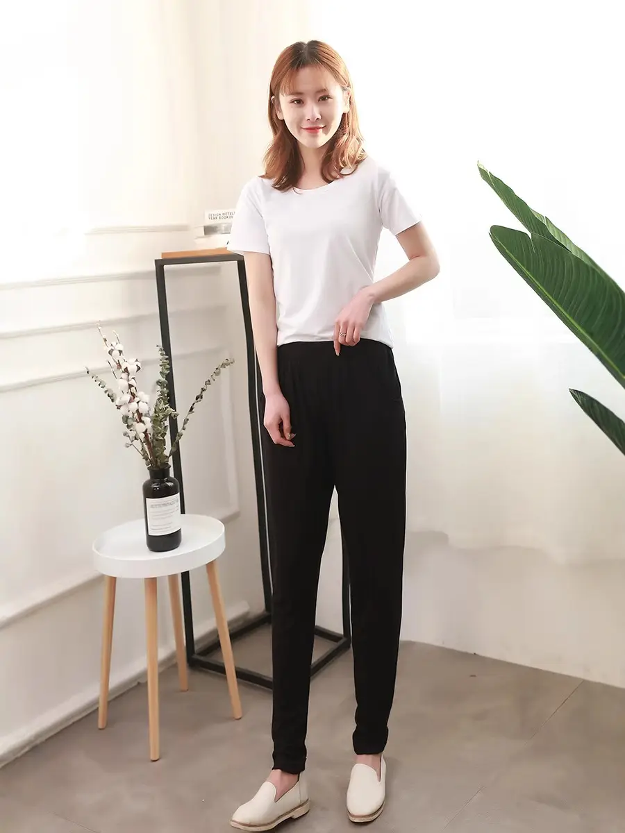 Women's Black Modal Harem Pants Slim Casual Wear - Image 9
