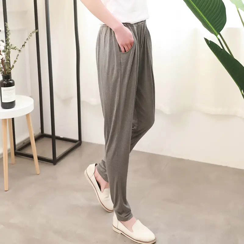 Women's Black Modal Harem Pants Slim Casual Wear — feature 20