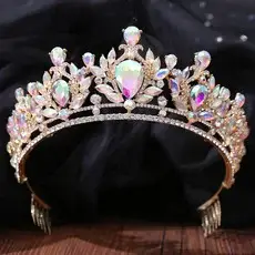 New Rhinestone Bridal Jewelry Set Three-Piece Wedding Crown Necklace Headdress Set — feature 7