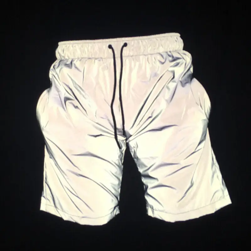 White Reflective Night Running Shorts for Men Women Large - Image 3