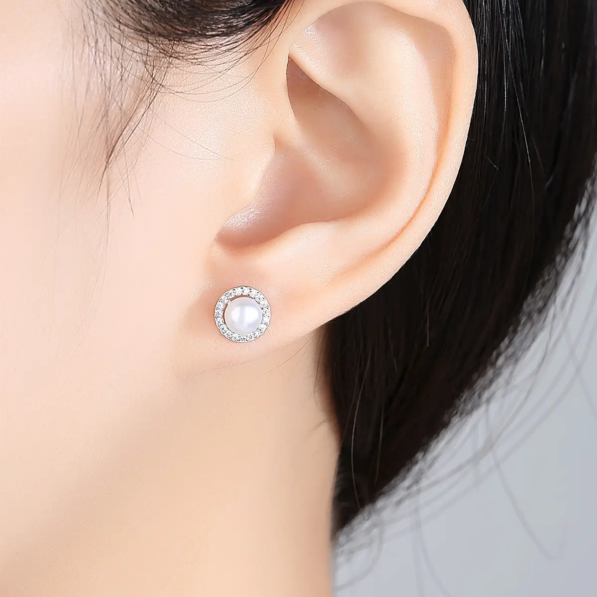 Korean Freshwater Pearl Disc Earrings 925 Silver - Image 4