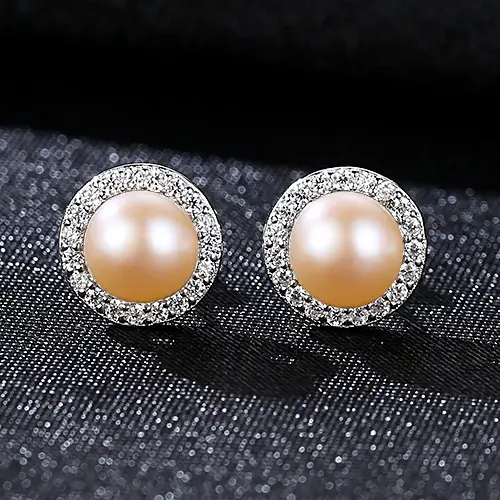 Korean Freshwater Pearl Disc Earrings 925 Silver - Image 2