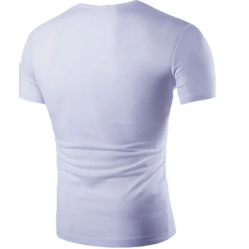 Black V-Neck Fake Two Piece Letter Printed T-Shirt for Men — feature 4