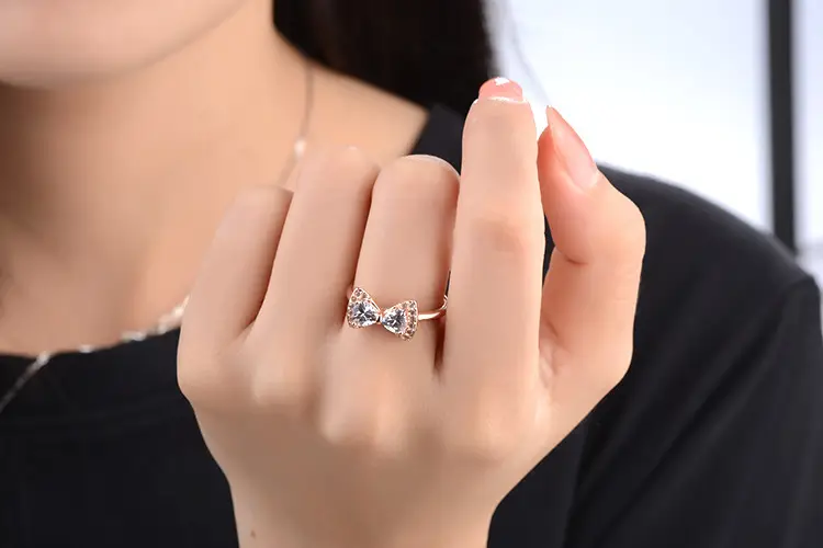 Elegant Bow Crystal Ring for Women Rose Gold - Image 7