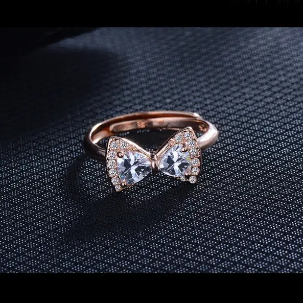 Elegant Bow Crystal Ring for Women Rose Gold - Image 2