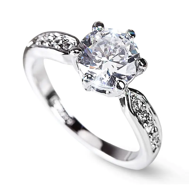 Elegant Zircon Engagement Ring Wedding Open Copper Silver - Image 5