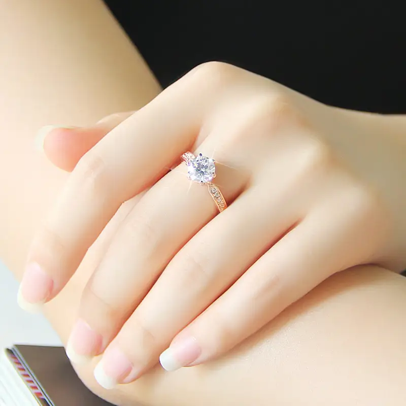 Elegant Zircon Engagement Ring Wedding Open Copper Silver - Image 7