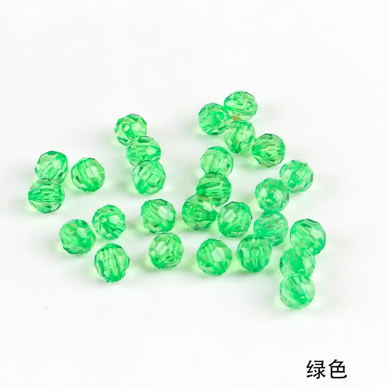 8mm Acrylic Transparent Corner Beads Loose Green - Image 4