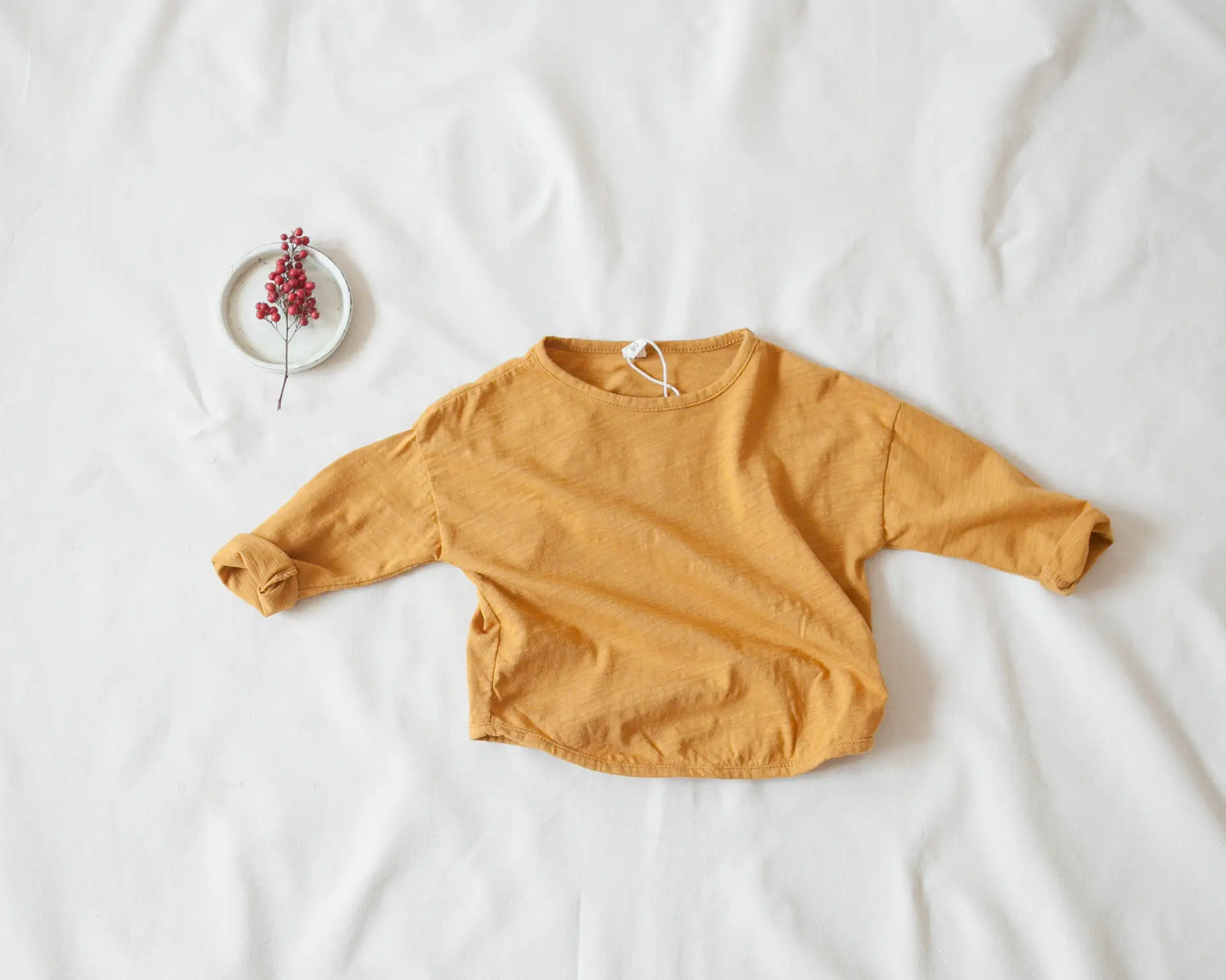 Girls Long Sleeve Cotton Top Red — feature 9