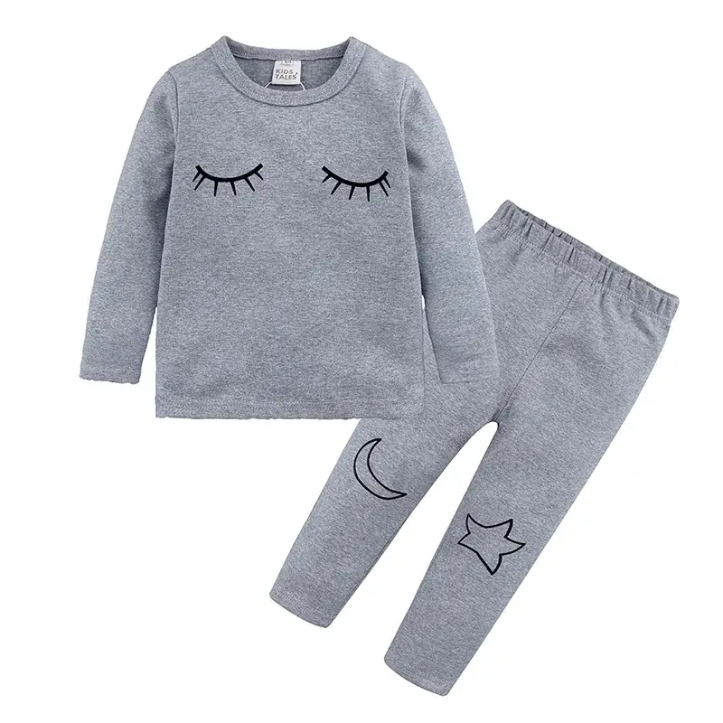 Kids Korean Style Cotton Pajama Set Beige - Image 3