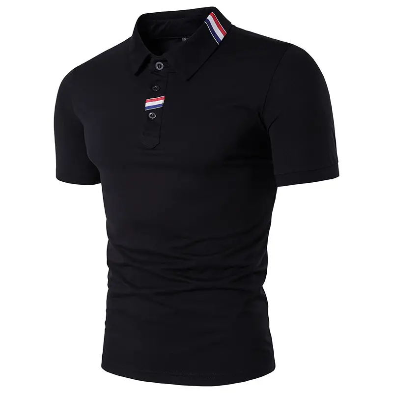 Men's White Polo T-Shirt Short Sleeve Webbing Embellishment