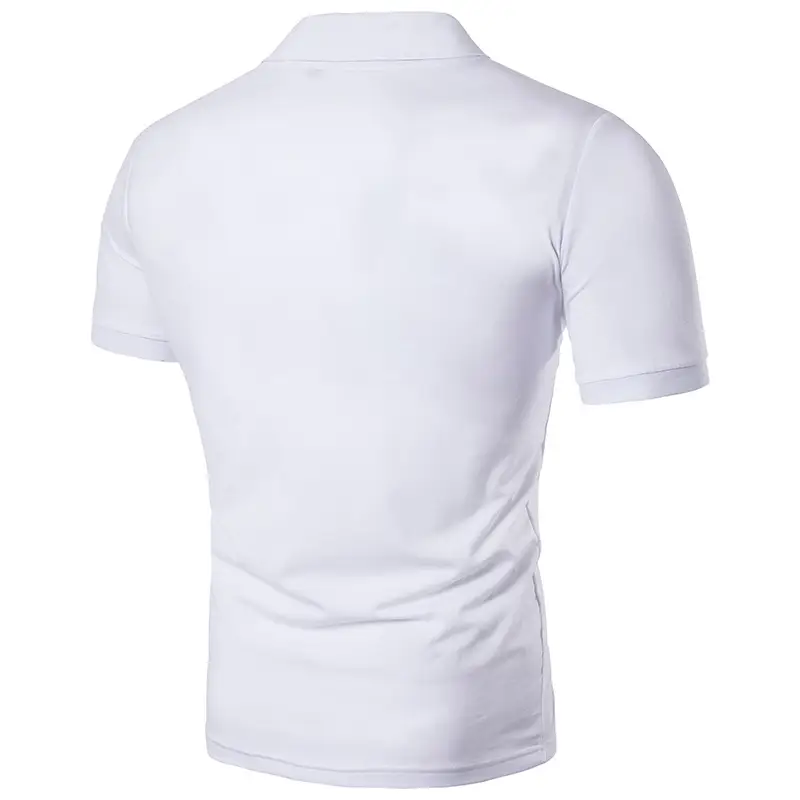Men's White Polo T-Shirt Short Sleeve Webbing Embellishment — feature 7