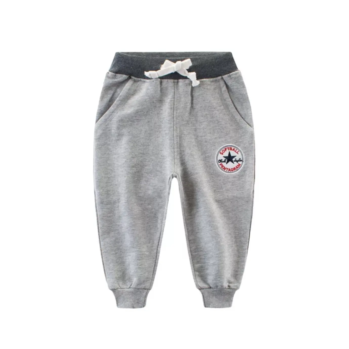 2025 Boys Cotton Terry Sports Pants Grey - Image 3
