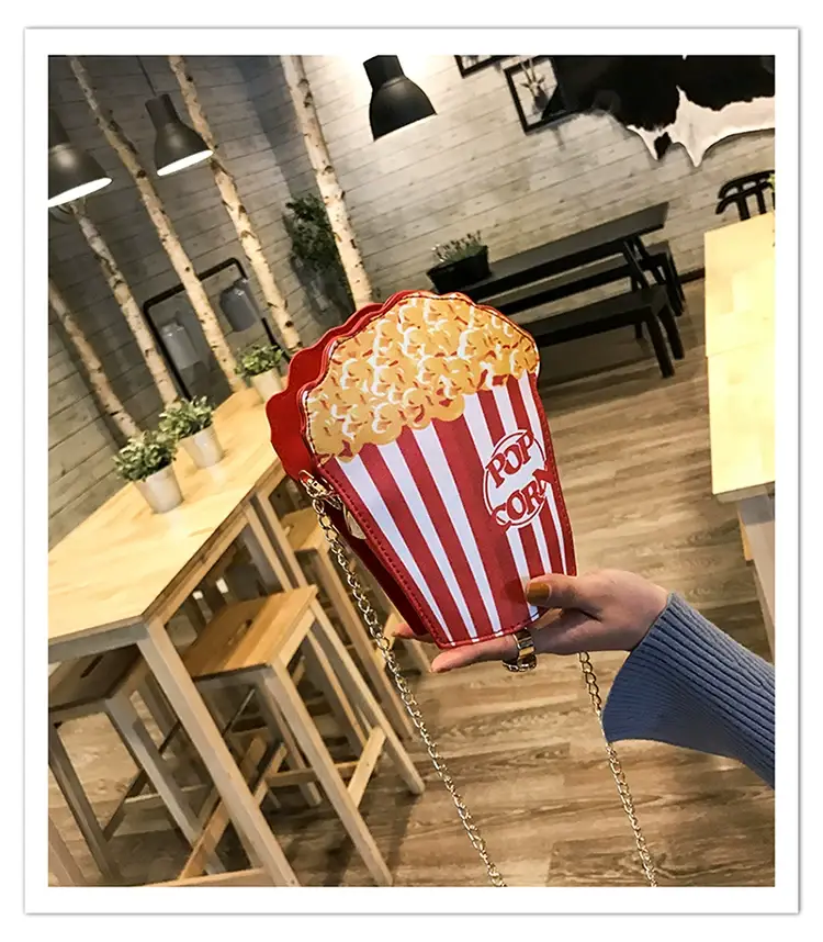 Popcorn Bag Red Striped Chain Shoulder Crossbody — feature 19