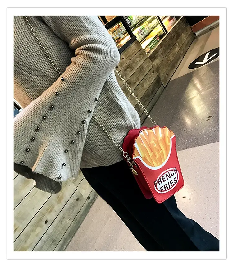 Popcorn Bag Red Striped Chain Shoulder Crossbody — feature 20