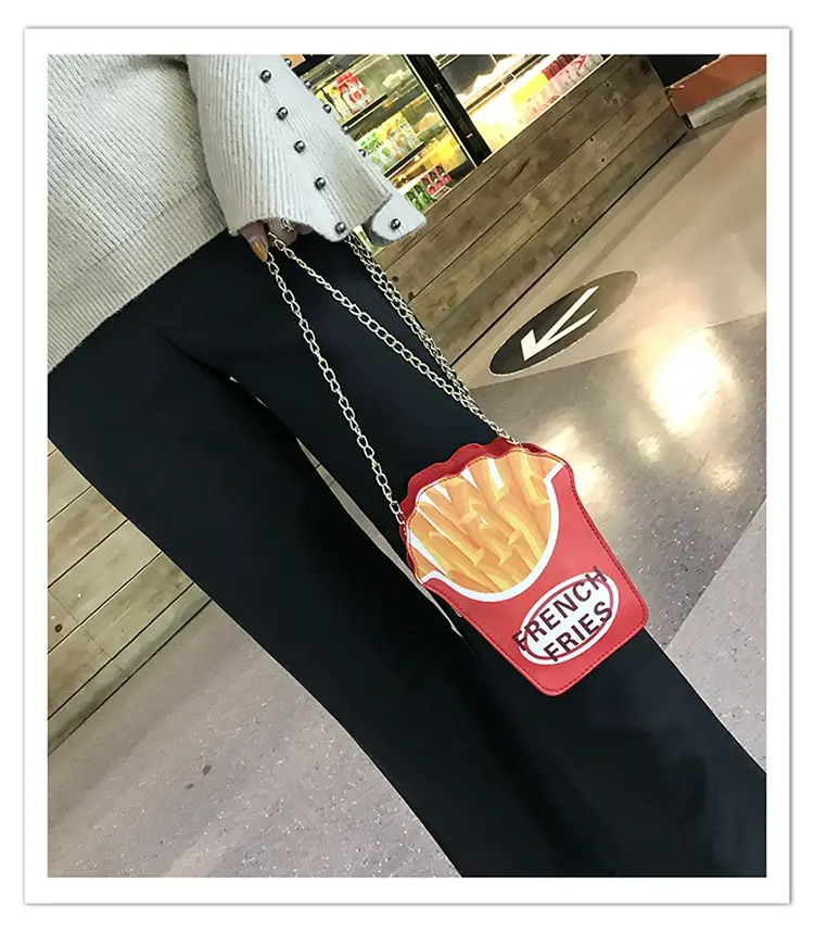 Popcorn Bag Red Striped Chain Shoulder Crossbody — feature 24