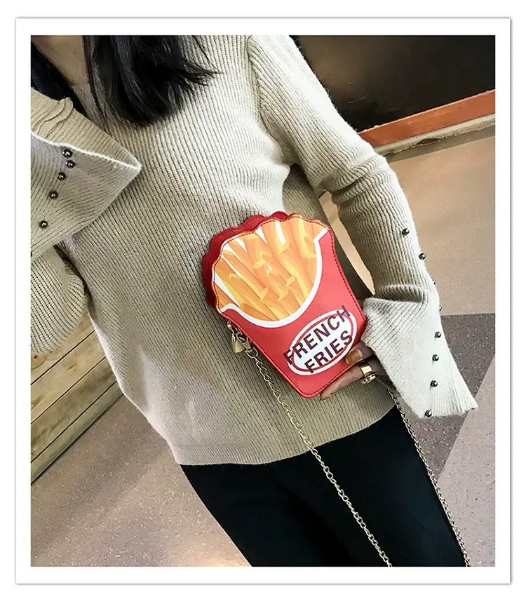 Popcorn Bag Red Striped Chain Shoulder Crossbody — feature 25