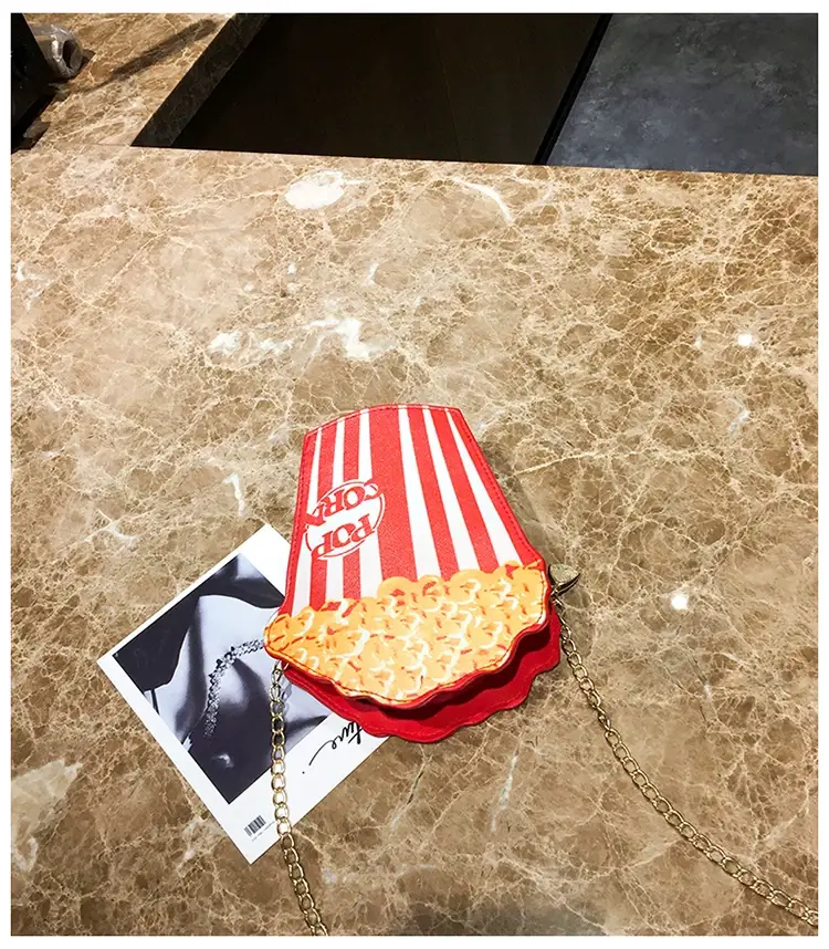 Popcorn Bag Red Striped Chain Shoulder Crossbody — feature 31