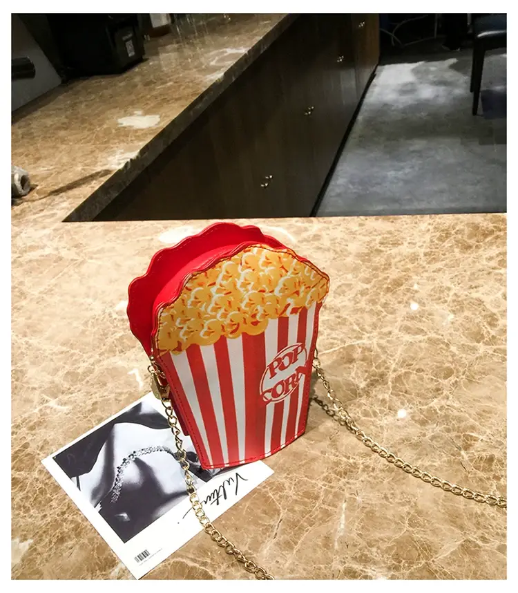 Popcorn Bag Red Striped Chain Shoulder Crossbody — feature 33