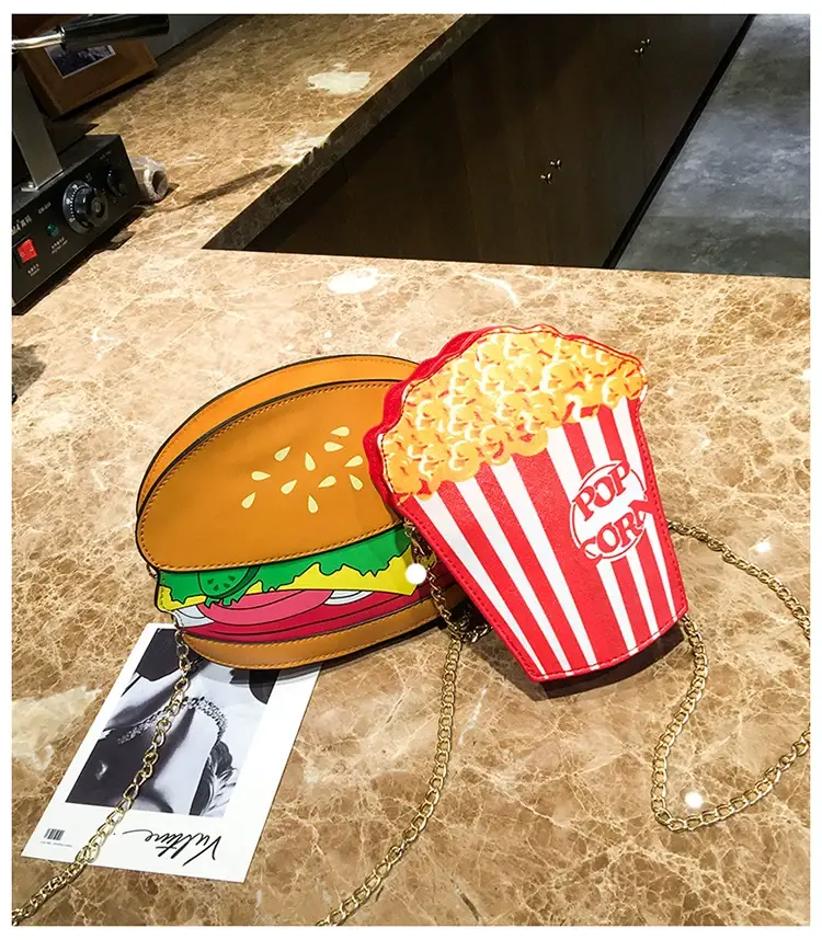 Popcorn Bag Red Striped Chain Shoulder Crossbody — feature 41