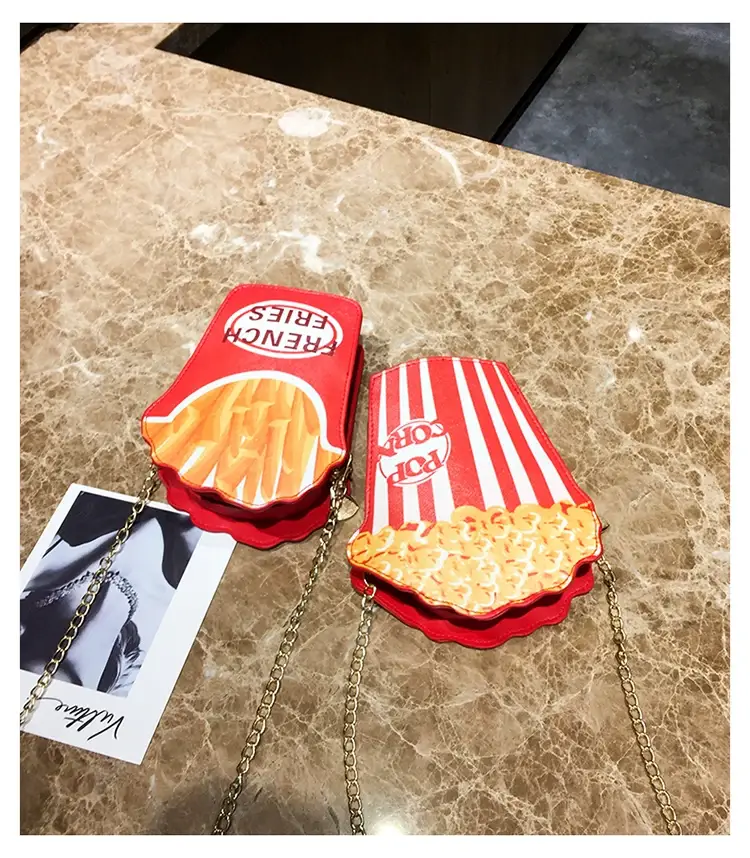Popcorn Bag Red Striped Chain Shoulder Crossbody — feature 43