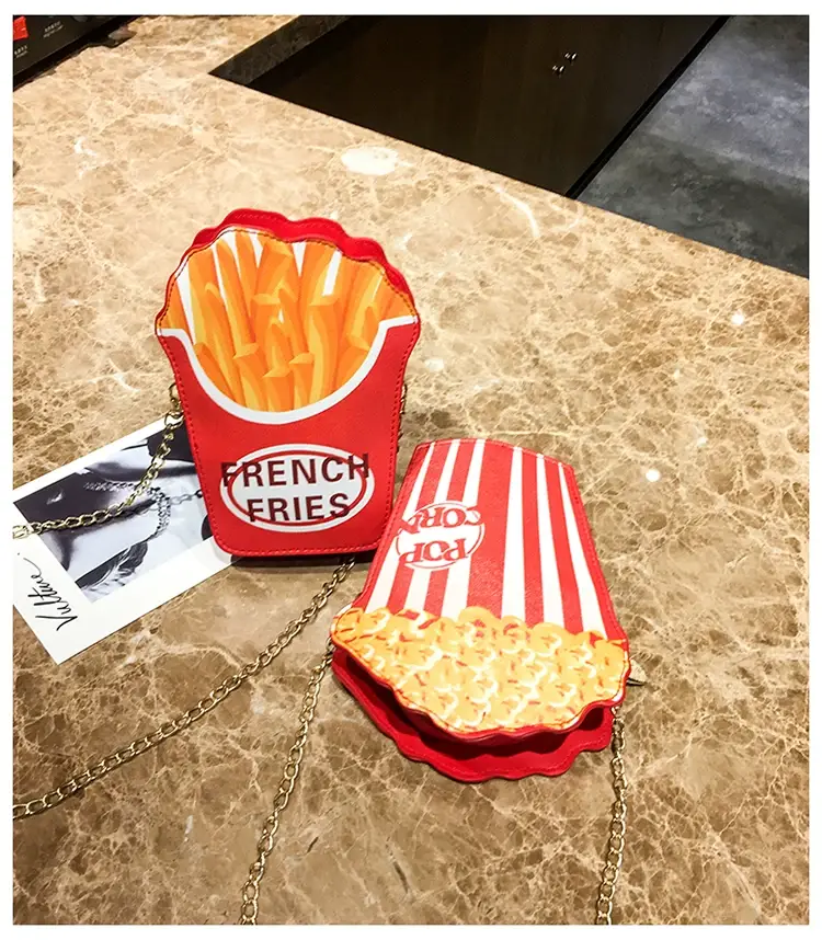 Popcorn Bag Red Striped Chain Shoulder Crossbody — feature 44