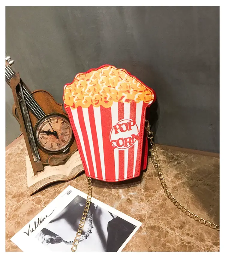 Popcorn Bag Red Striped Chain Shoulder Crossbody — feature 47
