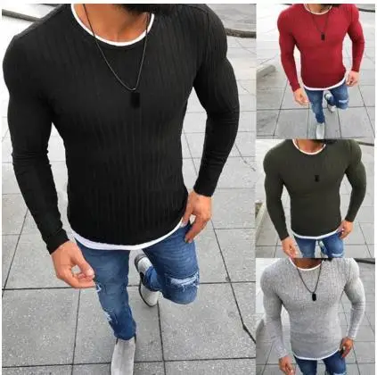 Men's Red Knit Pullover Sweater with 8-Yard Stitching - Image 6