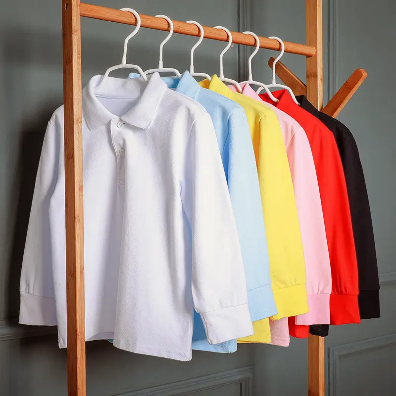 Children's Yellow Polo T-Shirt Long Sleeve Cotton Boys - Image 35