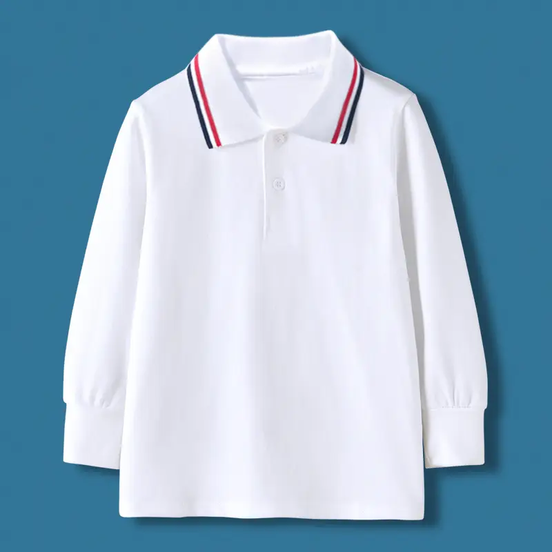 Children's Yellow Polo T-Shirt Long Sleeve Cotton Boys - Image 2