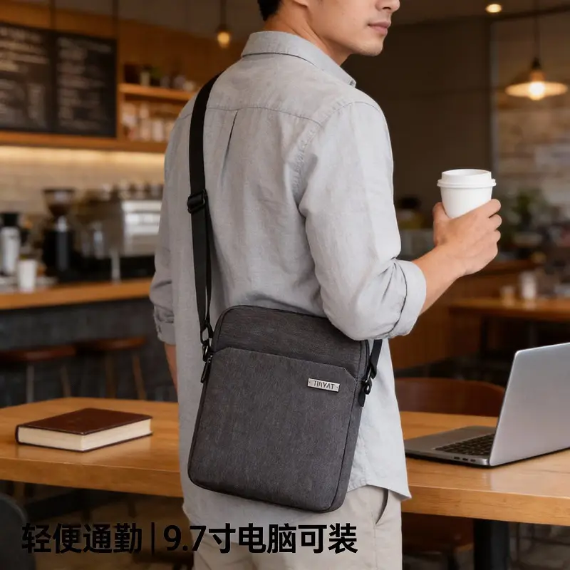 Men's Grey Korean Style Shoulder Bag Crossbody Casual Urban - Image 6