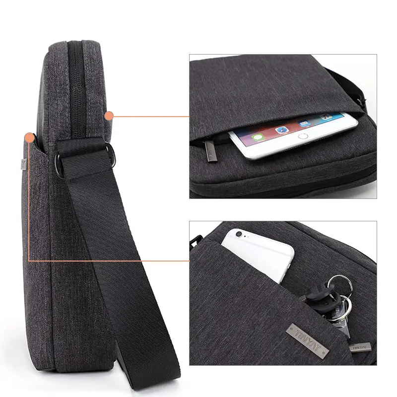 Men's Grey Korean Style Shoulder Bag Crossbody Casual Urban - Image 7