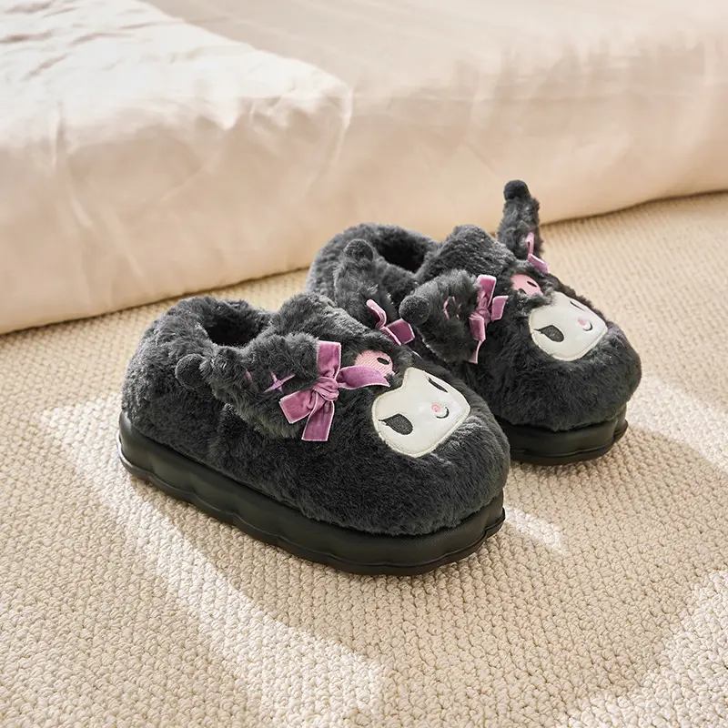 Sanrio all-inclusive cotton-padded shoes winter women's indoor home warm moon shoes thick-soled fleece-lined cartoon half-slip cotton slippers - Image 4