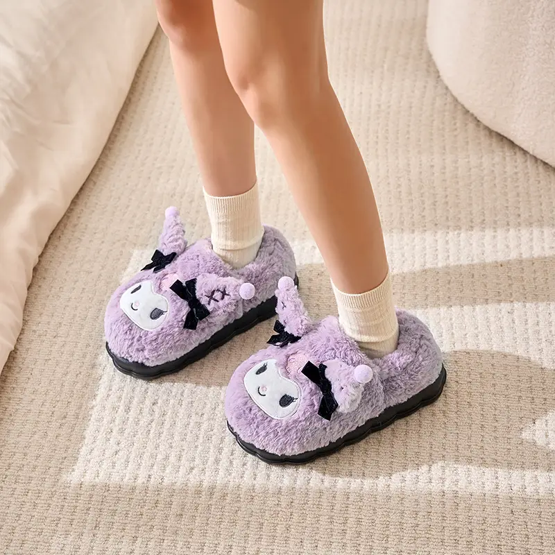 Sanrio all-inclusive cotton-padded shoes winter women's indoor home warm moon shoes thick-soled fleece-lined cartoon half-slip cotton slippers - Image 6