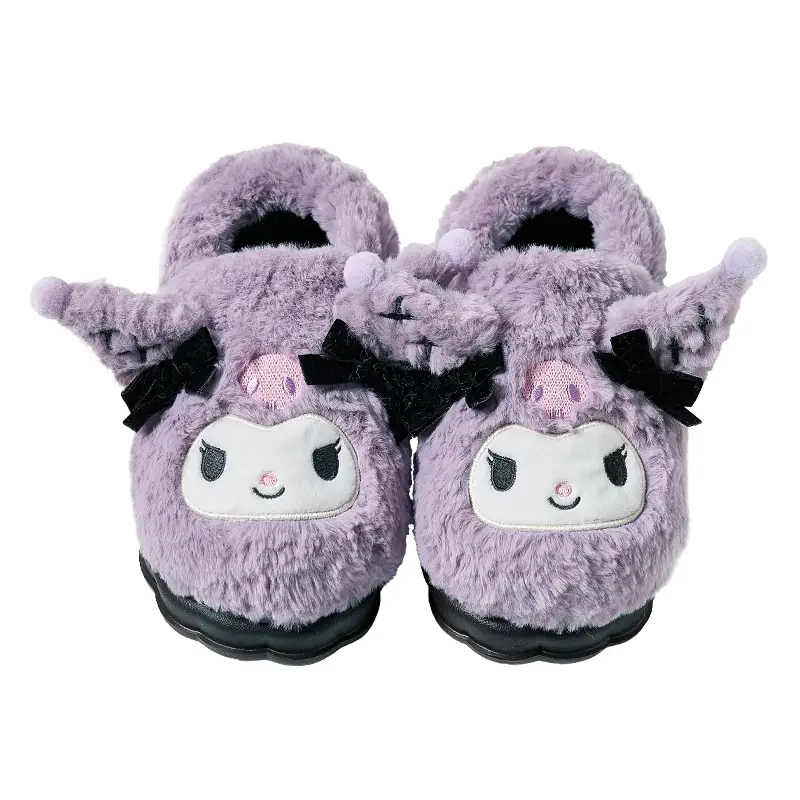 Sanrio all-inclusive cotton-padded shoes winter women's indoor home warm moon shoes thick-soled fleece-lined cartoon half-slip cotton slippers - Image 7