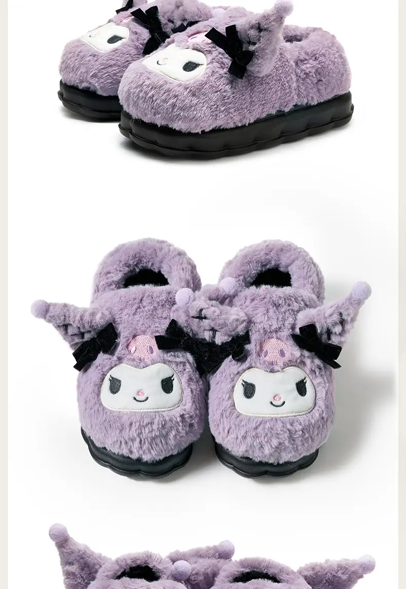 Sanrio all-inclusive cotton-padded shoes winter women's indoor home warm moon shoes thick-soled fleece-lined cartoon half-slip cotton slippers — feature 14