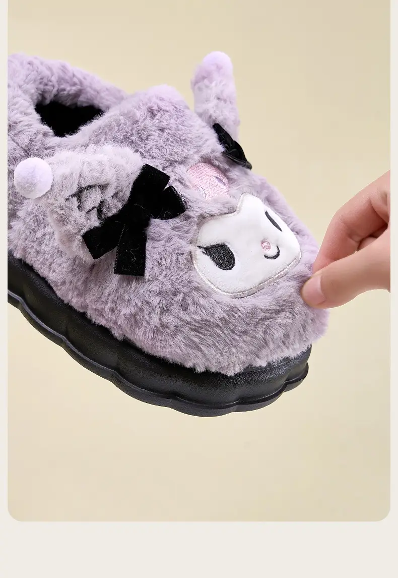 Sanrio all-inclusive cotton-padded shoes winter women's indoor home warm moon shoes thick-soled fleece-lined cartoon half-slip cotton slippers — feature 9