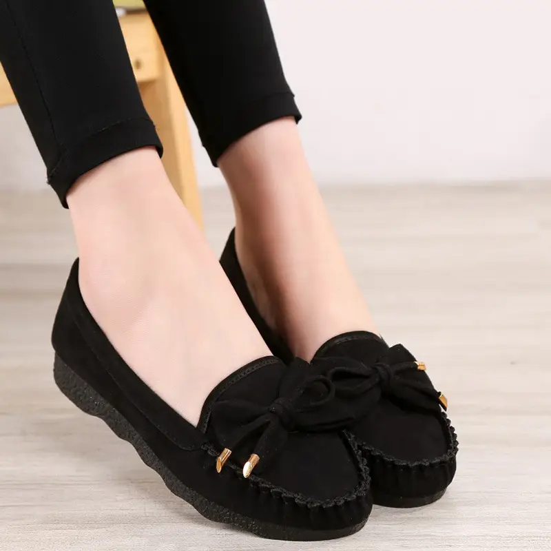 Spring and autumn New Bean shoes women's old Beijing cloth shoes soft bottom work shoes Black large size women's shoes a generation of hair - Image 5