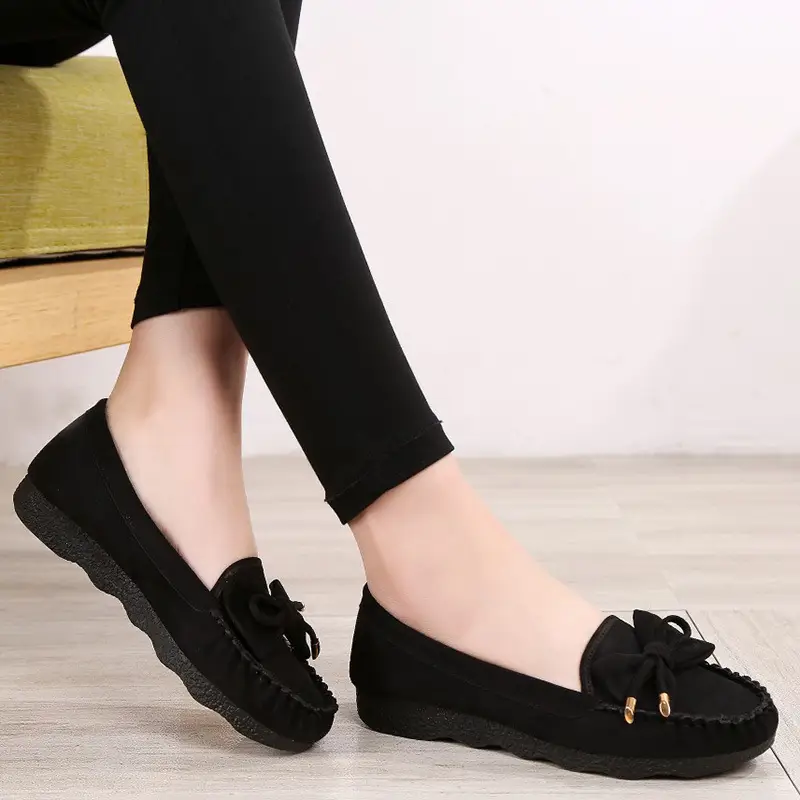 Spring and autumn New Bean shoes women's old Beijing cloth shoes soft bottom work shoes Black large size women's shoes a generation of hair - Image 7