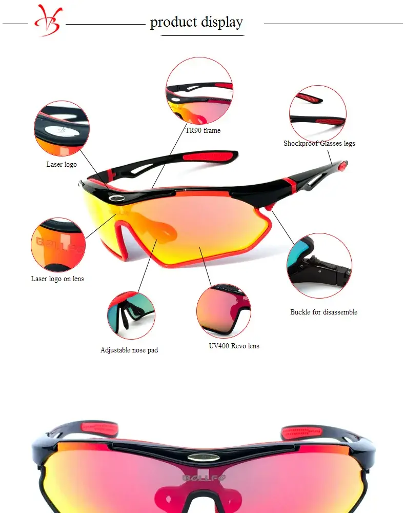 Sports Cycling Goggles with Reflective Lens Black — feature 17