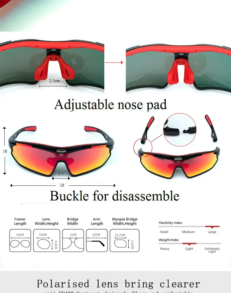 Sports Cycling Goggles with Reflective Lens Black — feature 21