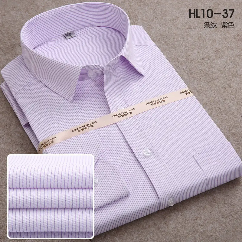 Men's Pink Thin Long-Sleeve Business Shirt Solid Slim Fit