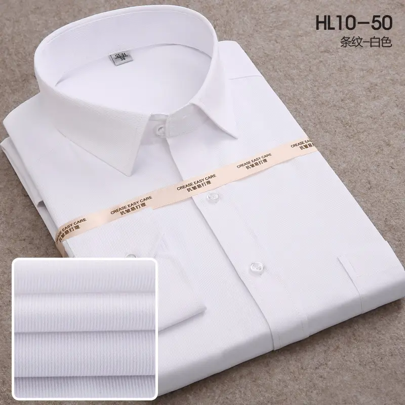 Men's Pink Thin Long-Sleeve Business Shirt Solid Slim Fit