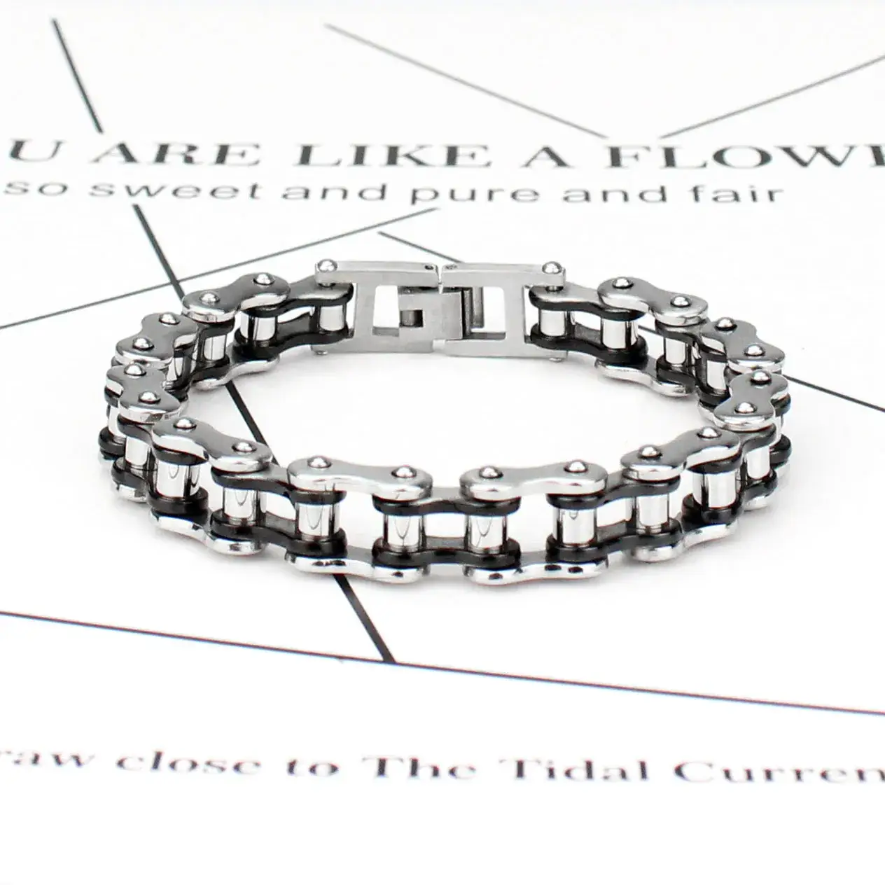 Titanium Steel Men's Motorcycle Chain Bracelet - Image 4