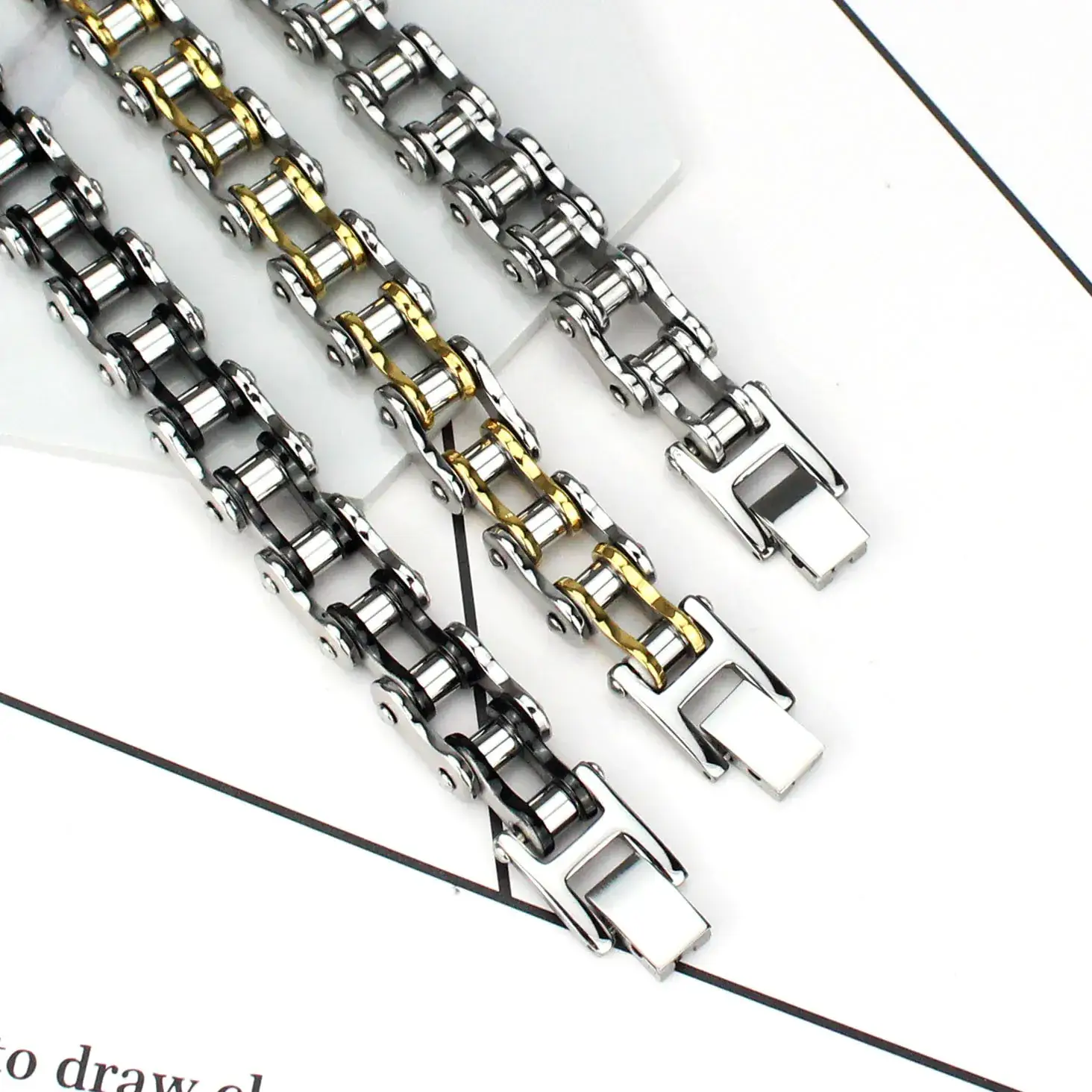 Titanium Steel Men's Motorcycle Chain Bracelet - Image 6